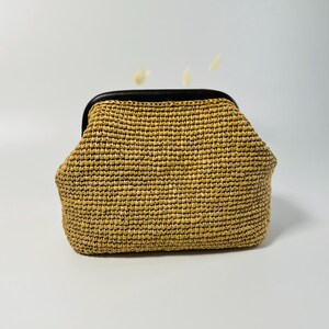 Stroh Raffia Kupplung,moderne Häkeln Handtasche,Stricken Raffia Kupplung Geldbörse