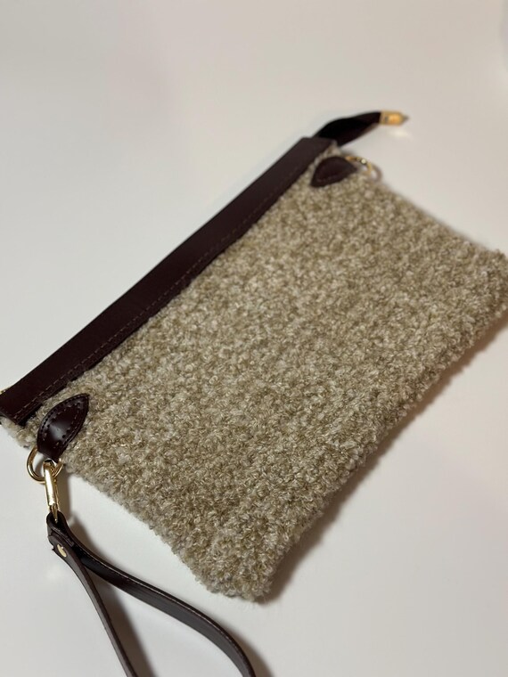 Plüsch häkeln Clutch, Beige Pelz Teddy Tasche, flauschige Stricken