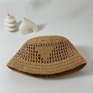 Handmade Raffia Bucket Hat: Summer Beach Fashion