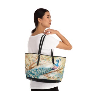 Torba na ramię ze skóry PU z nadrukiem pawia, elegancka torba boho chic dla kobiet, wyjątkowy pomysł na prezent, estetyczna torebka, modny dodatek do torebki