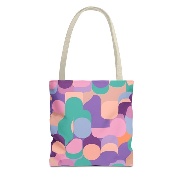 Tote Bag, Colourful Pattern Tote Bag, Pastel Colours Bag, Women Casual Tote Bag, Gift for Her