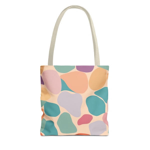 Tote Bag, Colourful Pattern Tote Bag, Pastel Colours Bag, Women Casual Tote Bag, Gift for Her