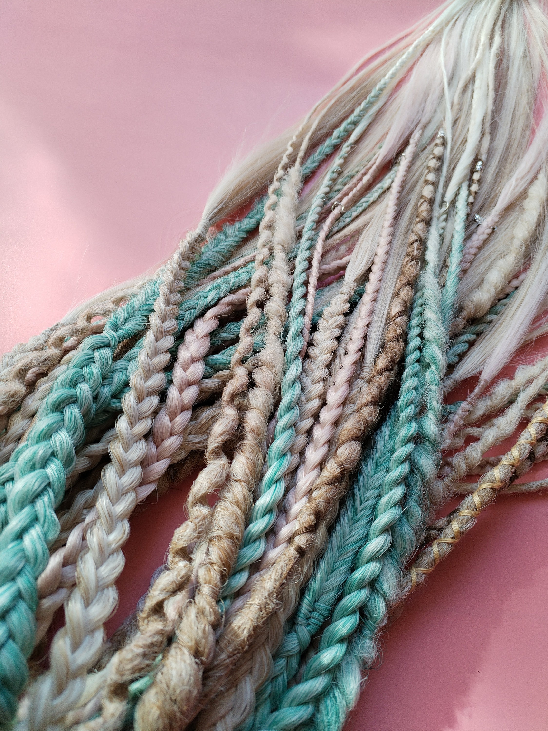 24 Inch Double Ended Dreadlock Extensions Sets, 20 Strands 3 In 1 Mixed Synthetic