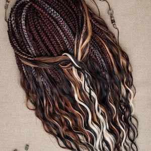 Wavy Dreadlock Extensions: Brown and Red Synthetic Faux Dreads