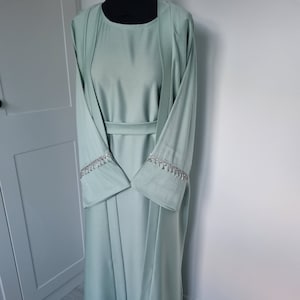 Mint green sleeve detail abaya