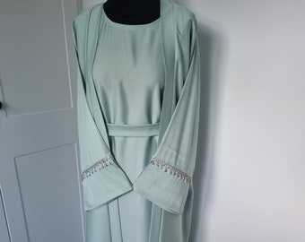 Mint green sleeve detail abaya