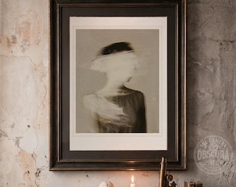 Ethereal Figure Art Print | Ghostly Sepia Portrait | Wabi Sabi Wall Decor (Digital Download)