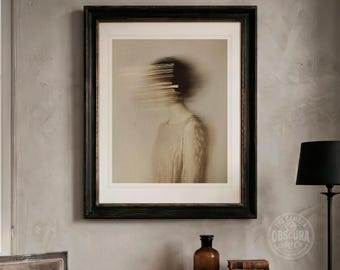 Ghostly Figure Art Print | Dissolved Portrait Dark Academia | Moody Sepia Wall Art (Digital Download)