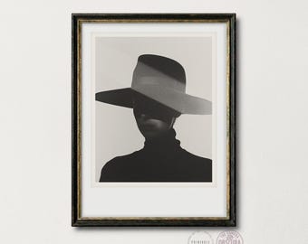 Vintage Style Photo Wall Art | Black-and-White Fashion Silhouette (Digital Download)
