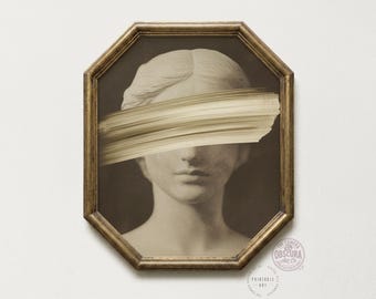 Vintage Bust Art Print | Gold Brushstroke Sculpture (Digital Download)