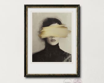 Vintage Portrait with Gold Brushstroke | (Digital Download)