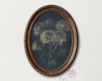 Vintage Cyanotype Floral Print | Moody Blue Botanical Wall Art (Digital Download)