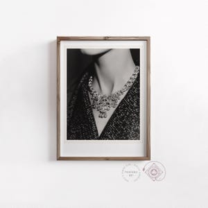 Vintage Style Photo Wall Art | Retro Glamour Fashion Portrait with Diamond Necklace | PRINTABLE | Uncle&#39;s Camera Club Art 0067