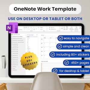 OneNote Planner 2025 Professional work and Personal, One Note Template, OneNote calendar, Monthly, Weekly, Daily Planner, Tablet or Desktop