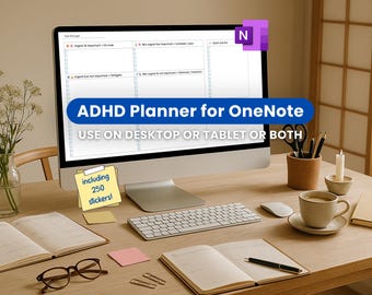 OneNote ADHD Planner Template, Daily Planner, Weekly Overview, Brain Dump, Kanban