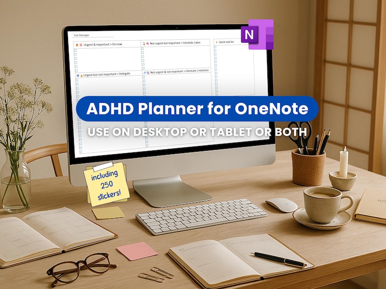 ADHD planner template for OneNote, with time blocks and task priorities