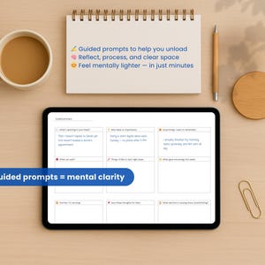 Brain dump and guided prompts page from digital ADHD OneNote planner