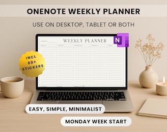 OneNote Weekly Planner Template | Monday Start, Digital Stickers (Digital Download)