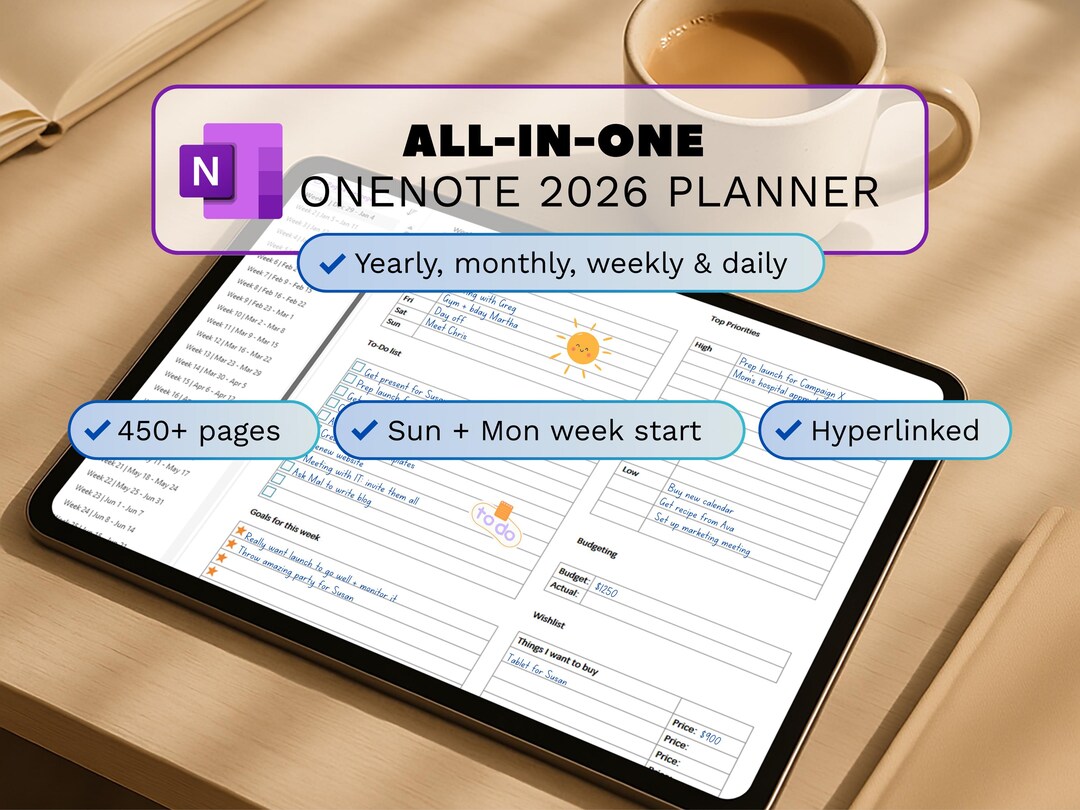 Blank Onenote Onenote 2026 Professional Planner, One Note Template, Hyperlinked ...