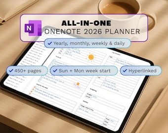 OneNote 2026 Professional Planner, One Note Template, Hyperlinked, Digital, for iPad, PC, Mac, Windows