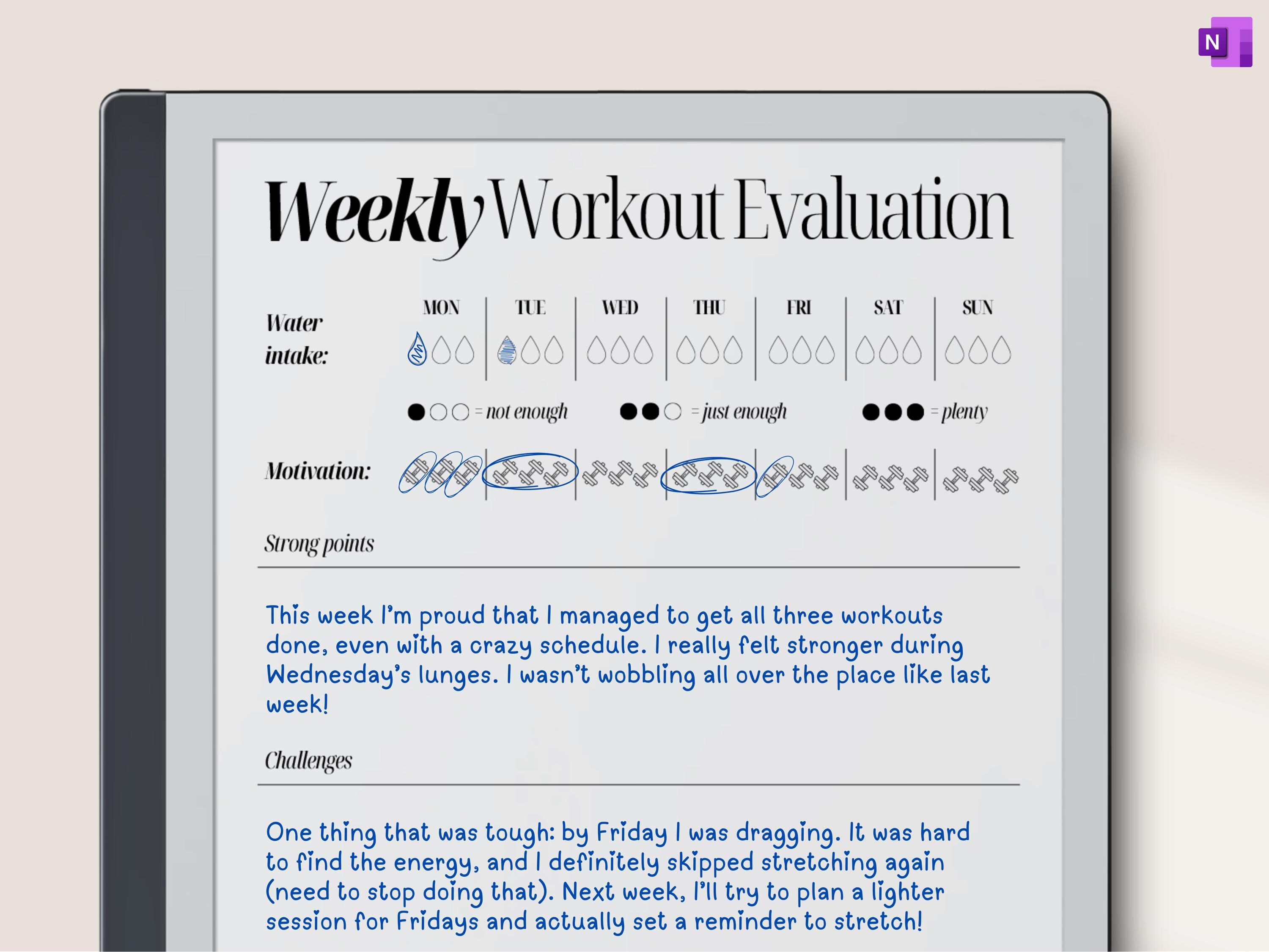 Onenote Fitness Planner Template: Workout & Exercise Tracker (digital ...