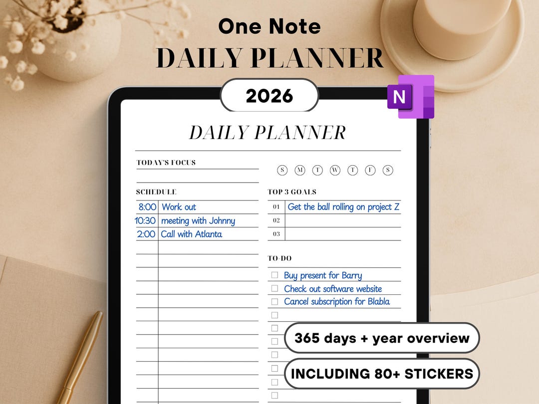 Onenote Planner, Daily Planner, Onenote Template, Onenote 2026 Calendar ...