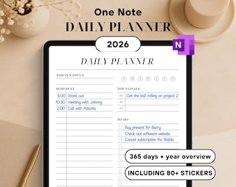 OneNote Planner, Daily Planner, OneNote Template, OneNote 2026 Calendar, Windows, Digital Planner, To Do List, Schedule, Re-usable Each Year