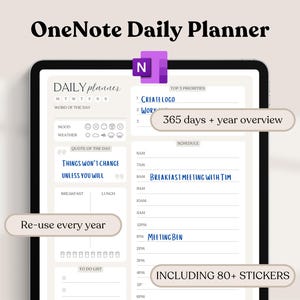 OneNote Digital Planner 2025, OneNote Planner, One Note Template, Daily Planner, Portrait | For Windows Computer, iPad, Android, Mac, PC