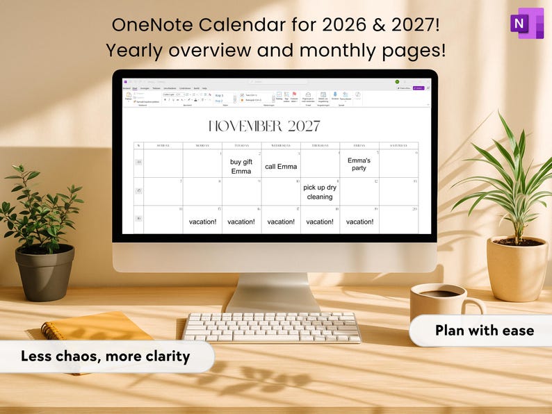 Onenote 2027 Tutorials Onenote Calendar 2026 + 2027, Monthly Planner, Template, PC, Mac ...