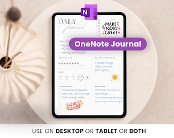 OneNote Journal Template: Digital Daily & Monthly Planner with Stickers (Digital Download)