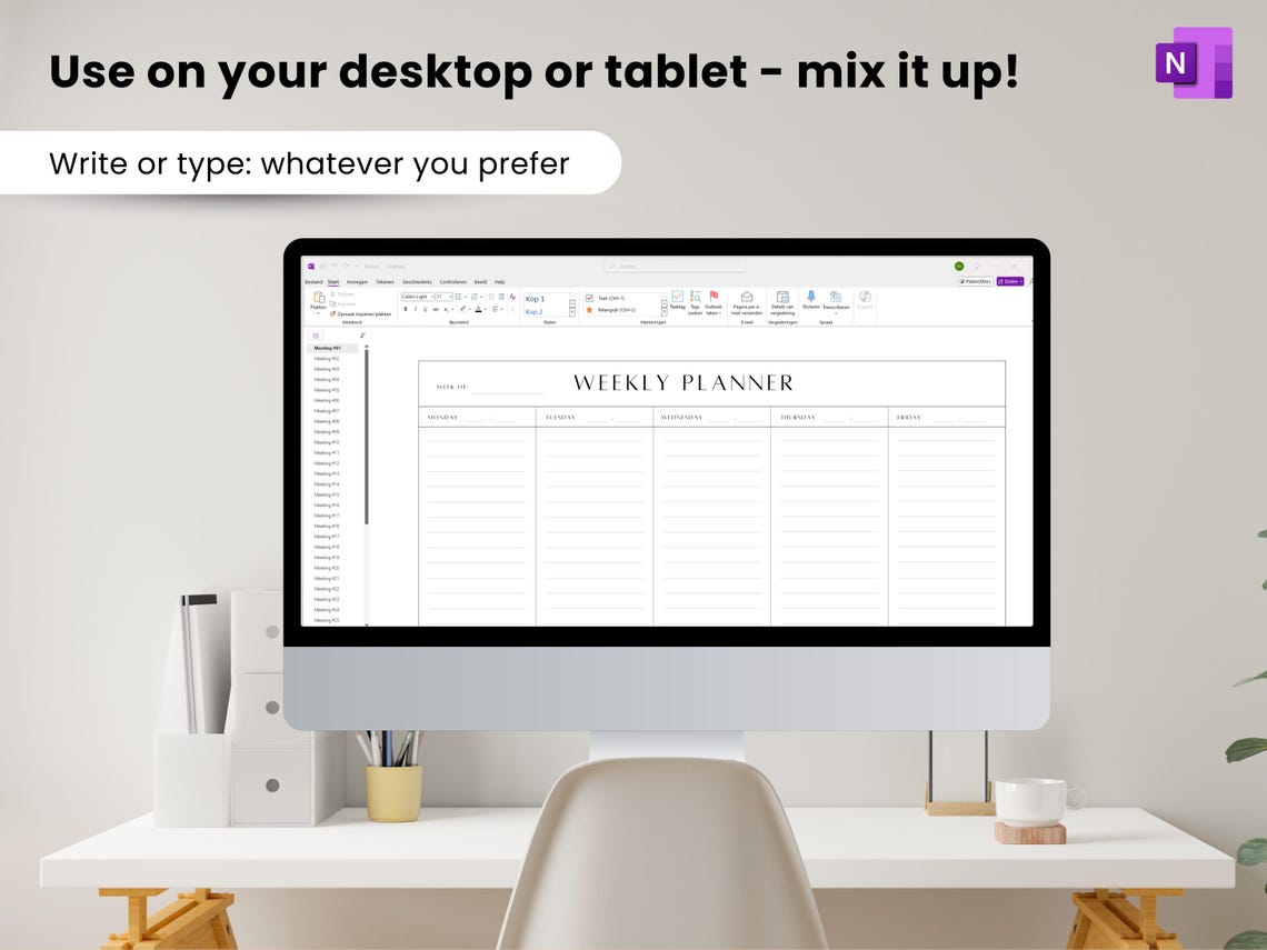 Onenote Weekly Planner Template | Digital Stickers (digital Download ...