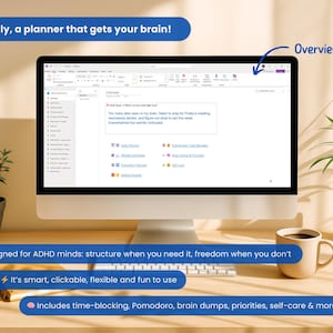 OneNote weekly overview for ADHD, with must-do list and planning sections