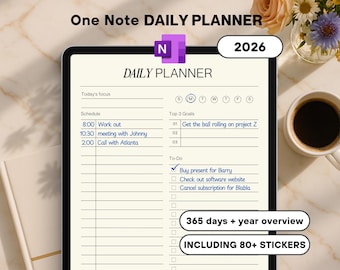 OneNote 2026 Daily Planner Template, Stickers (Digital Download)