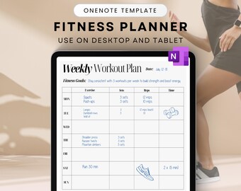 OneNote Fitness Planner Template: Workout & Exercise Tracker (Digital Download .onepkg file)
