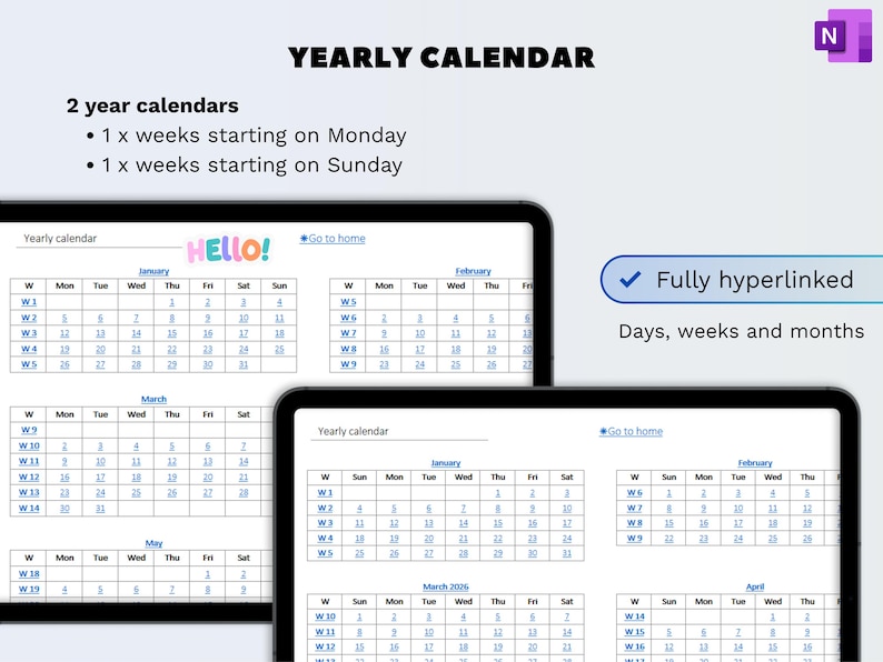 Onenote Planner 2026 Professional One Note Template, Hyperlinked ...