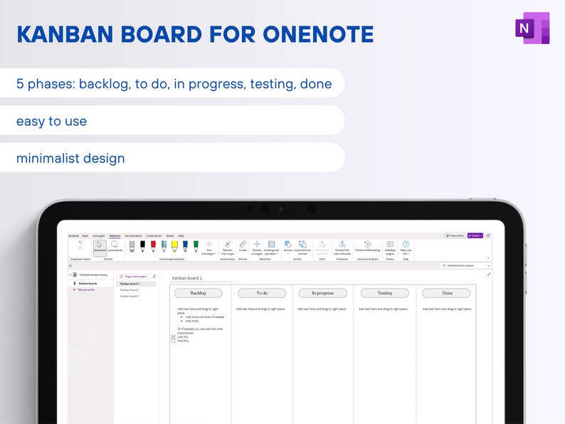 Onenote Kanban Board Template, Task List (digital Download) - Etsy