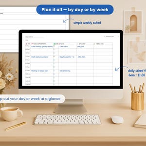 OneNote weekly and daily overview for ADHD, with must-do list and planning sections