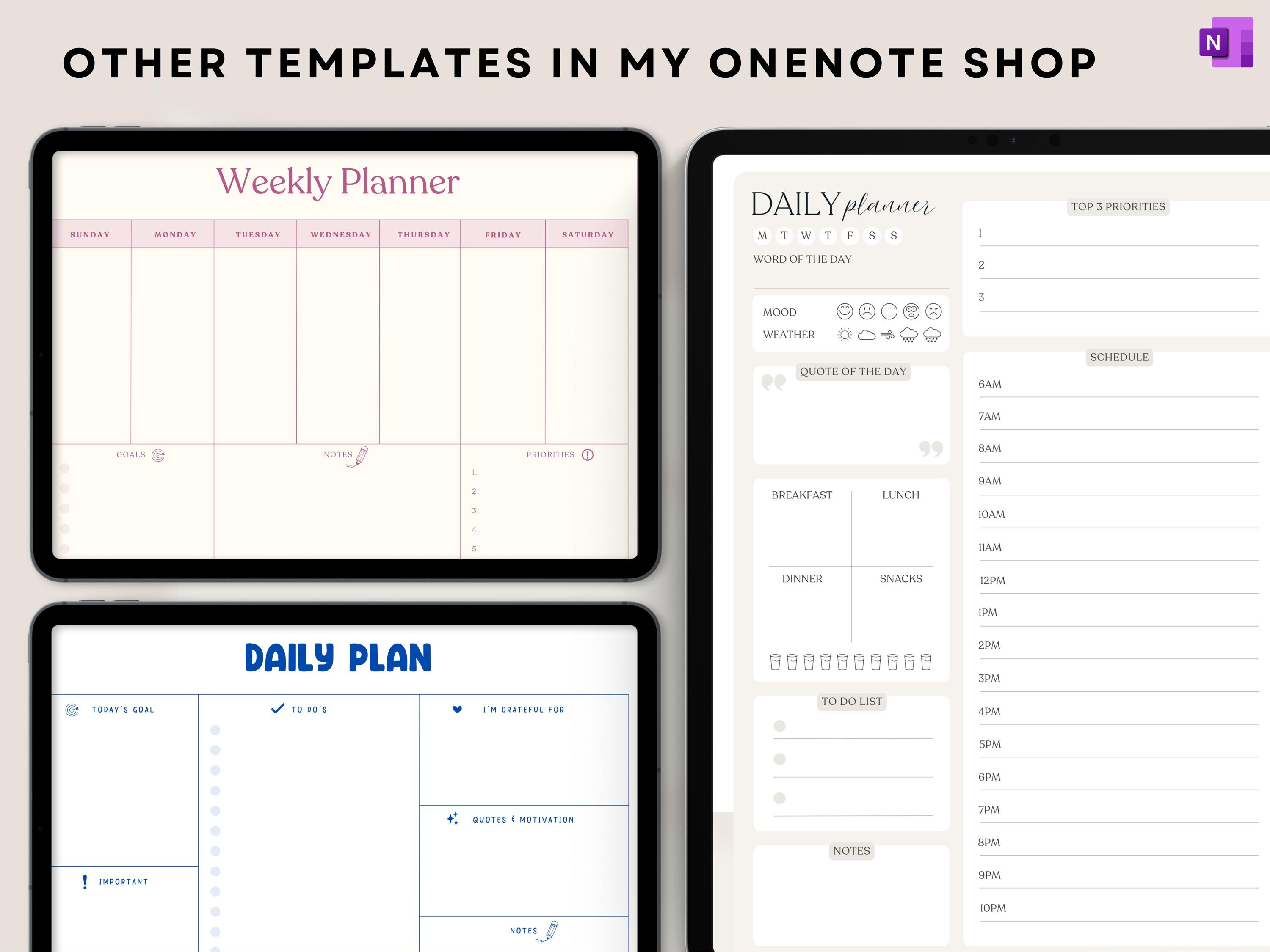 Onenote Fitness Planner Template: Workout & Exercise Tracker (digital ...