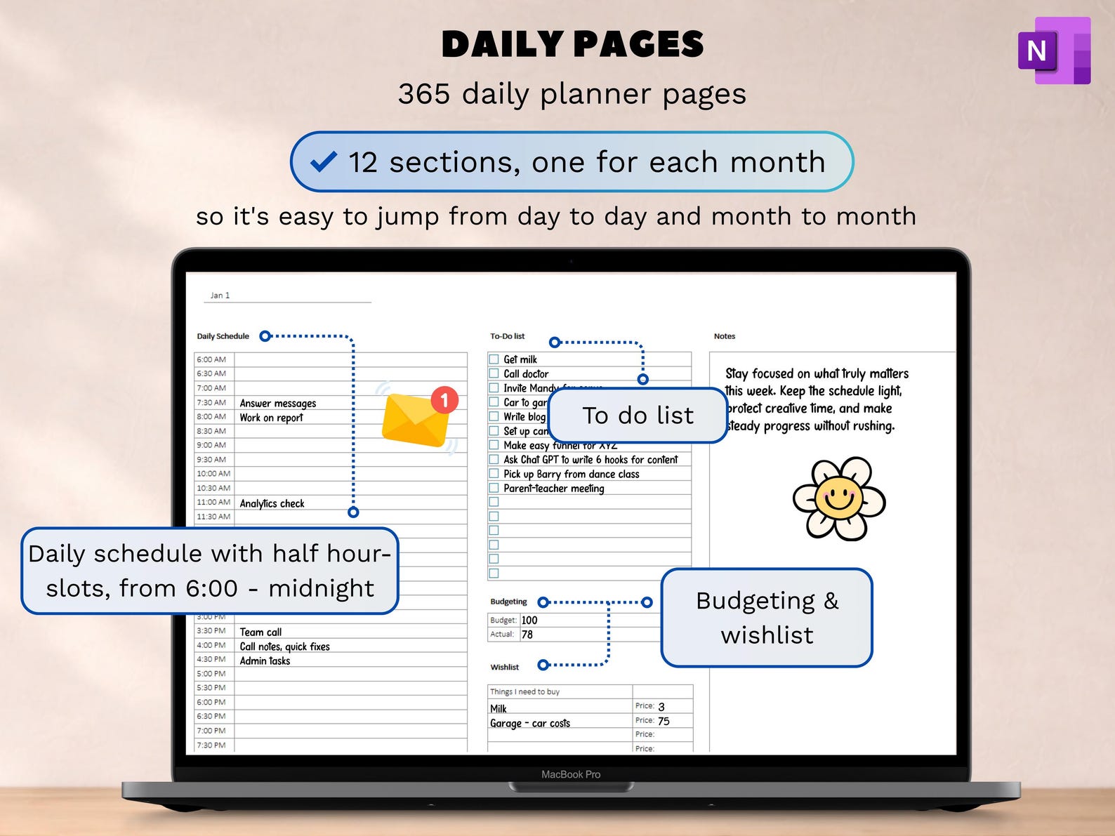 Onenote 2026 Professional Planner, One Note Template, Hyperlinked ...