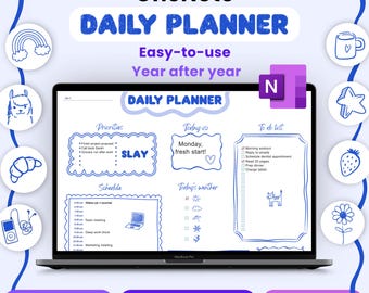 OneNote Daily Planner, OneNote Template, 2026 Year Calendar, Stickers