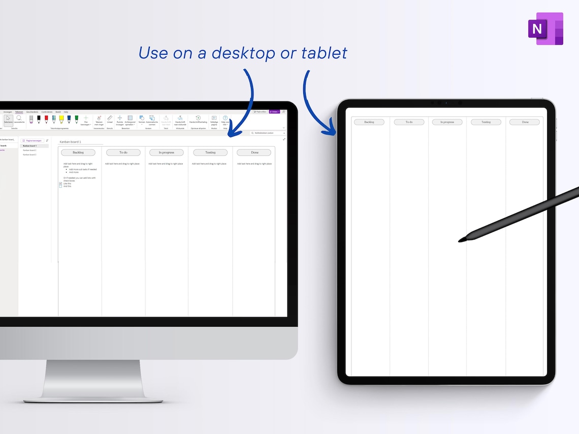 Shared Task List Onenote Onenote Kanban Board Template, Task List (digital Download) - Etsy