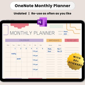 OneNote Monthly Planner, OneNote Planner, OneNote Templates, Month Planner, Landscape | For Windows Computer, iPad, Android, Mac, PC