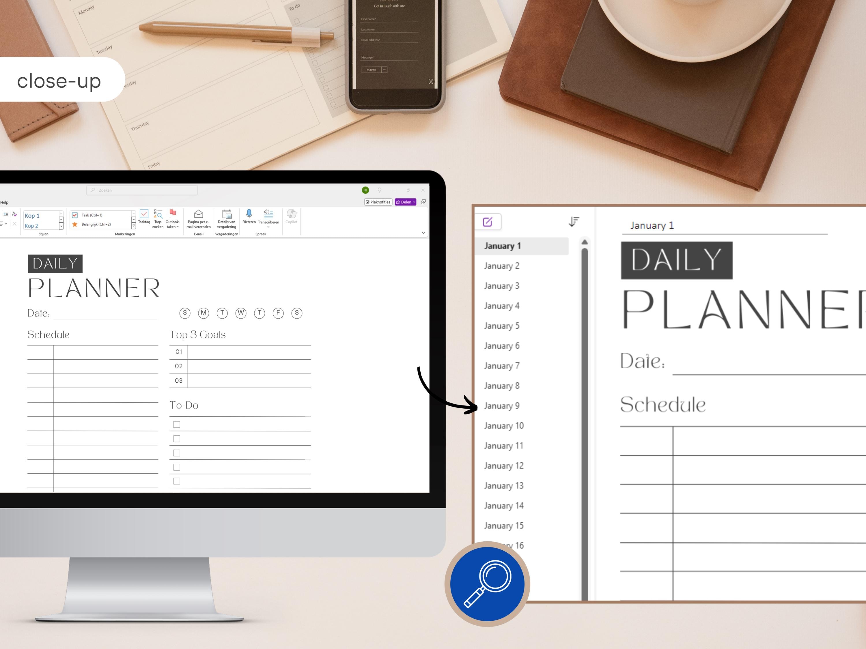 Basic Daily Onenote Onenote 2026 Daily Planner Template, Digital Download - Etsy