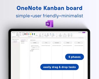 OneNote Kanban Board Template, Task List (Digital Download)