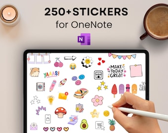 OneNote Stickers, 250+ Digital Planner Images (.onepkg file)
