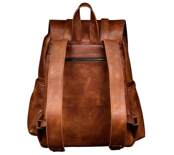 amazon leather backpack meme BRASS TACKS Leathercraft for Men Women Vintage Crazy Horse Full Travel Daypack 15.6
