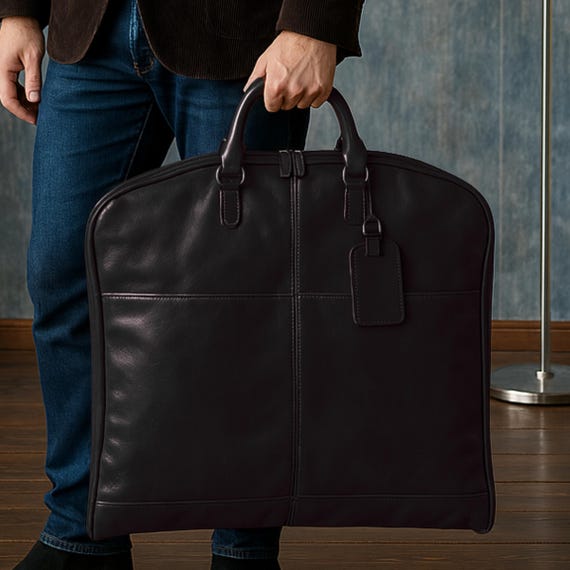 Personalized Leather Suit Carrier Travel Garment Bag,Groomsmen Gift, Father’s Day Gift, Hanging Suit Cover,Wedding Gift,Handmade Luggage Bag
