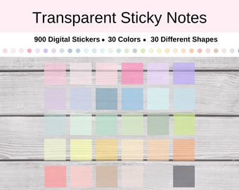 900 Transparent Digital Sticky Notes, Goodnotes Stickers (PNG)