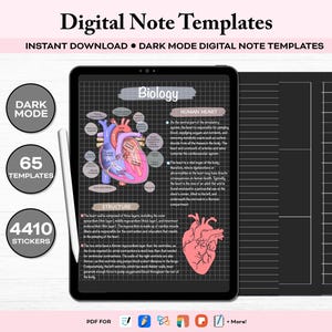 documenti per appunti digitali, taccuino Goodnotes, carta scura, appunti per studenti, modello per appunti per iPad, blocco note digitale, note verticali, taccuino