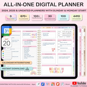 2025 digital planner, 2024 dated planner, goodnotes planner, pink digital journal, ipad planner, custom planner, samsung custom planner